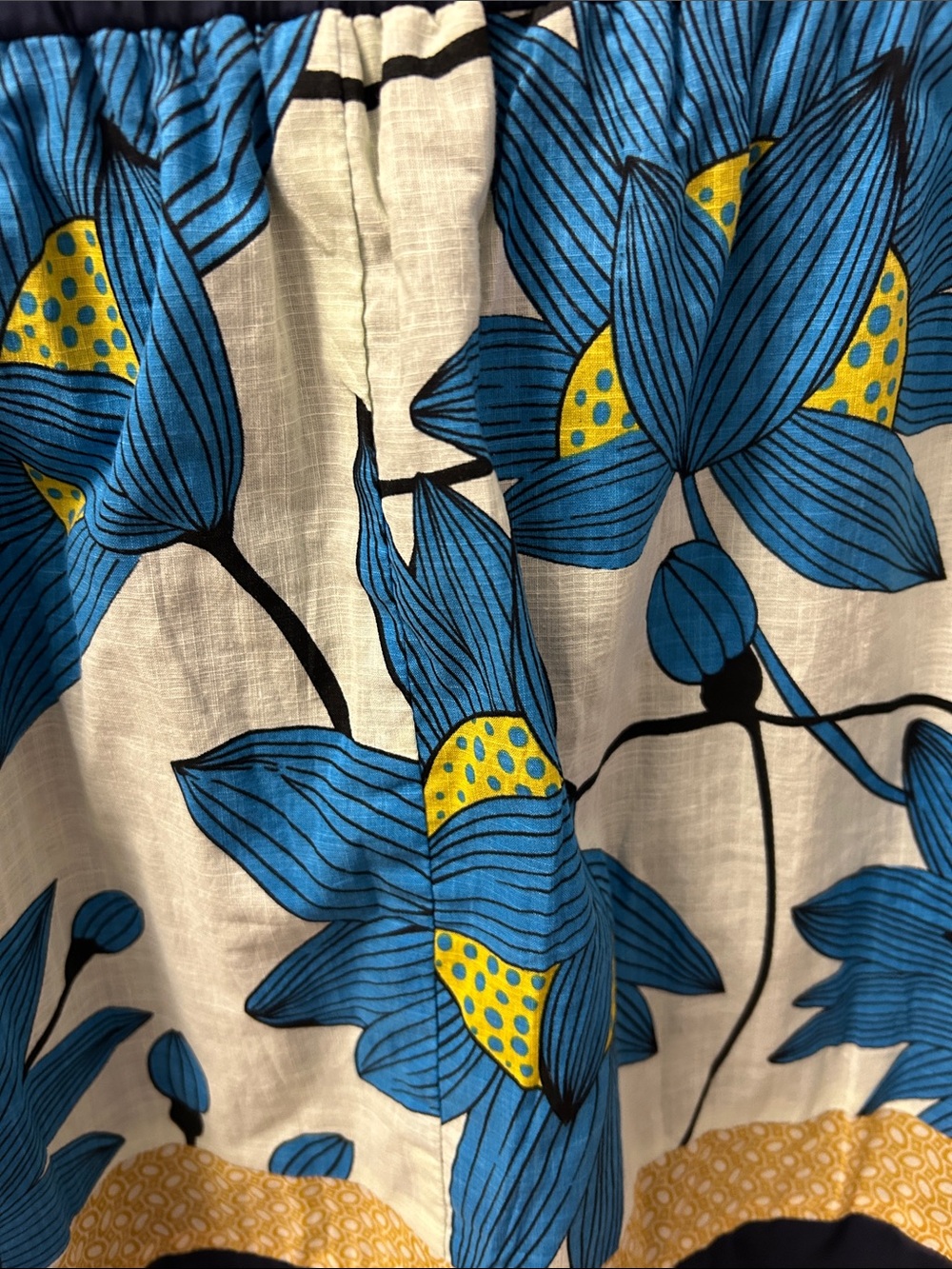 Hype Blue Floral Mini Skirt with Yellow Border - Picture 7 of 8